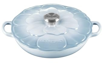 Le Creuset Enameled Cast Iron Signature Petal Braiser, 2.25 qt., Coastal Blue w/Stainless Steel Knob