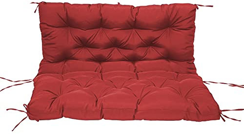 Wasserdichte Outdoor-Bankkissen, 2-Sitzer mit Rückenlehne, Ersatz-Schaukelsitzpolster für Terrassenmöbel, weich, rot, 120 x 100 x 10 cm