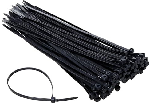 Black Cable Ties 300mm x 4.8mm (100 Pack) – Extra Long & Strong Nylon Zip Ties, Heavy Duty Self-Locking Tie Wraps, UV Resistant for Cable Management, Garden, Home, Office, DIY & Electrical Use