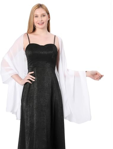 JEYORZY 1 Pcs Bufanda Chal Mujer, Estolas Elegantes para Vestidos y Fiesta, Brillante para Boda y Noche, Verano, Talla Única(Blanco)