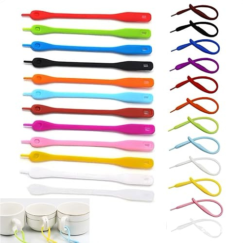 Hawfund Lot de 24 marqueurs de verre réutilisables avec cordon de serrage - Marqueurs en silicone pour verres à vin, cocktails, fêtes et fêtes - Marquage hygiénique sans marquage