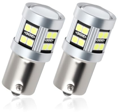P21w 1156 Ba15s LED Bulb Super Bright White 6000K 3W 12V-24V DC10-30V for Light Brake Turn Signal RV Interior Reverse Light Rear Fog Lamp Backup Drl Tail Position Bulbs 2 Pcs [Energy Class A++]
