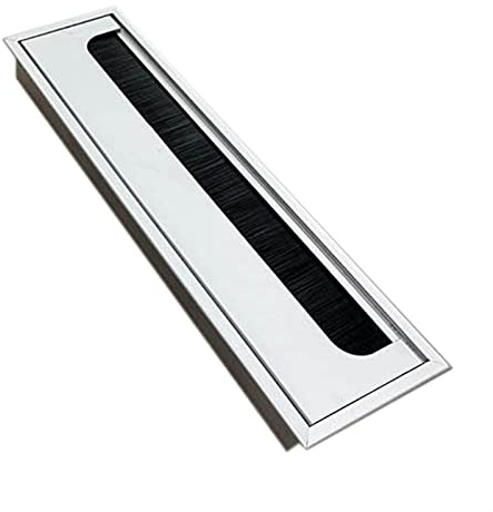 Fymlok Pasacables,Pasacables de Escritorio 2 Pc Hardware de Oficina Matt Negro Rectángulo Cable de Alambre Ojal Aluminio Mesa Cuadro Grommet con Múltiples Tamaños(280x80mm)