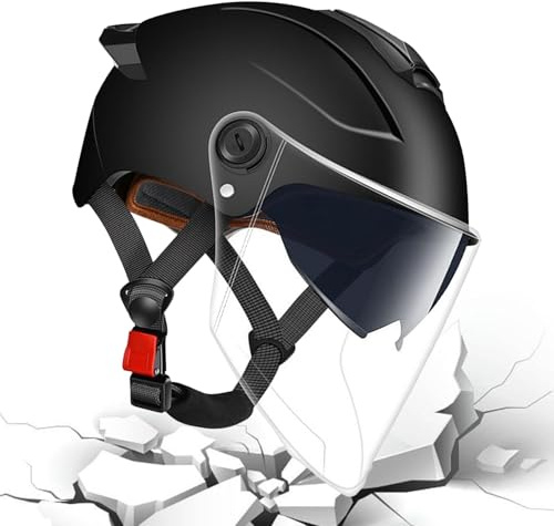 Opdestn Motorradhelme - Halbschalen-Motorradhelm - mit Doppelvisier für Männer bei Straßenrennen Motorroller Sportmotorrad