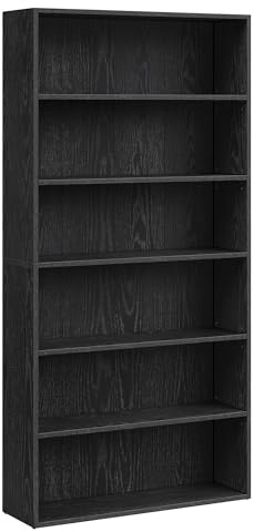VASAGLE Custos Collection - Bookshelf, 6-Tier Bookcase, Book Shelf, Open Storage Shelf, 9.4 x 31.5 x 63.3 Inches, for Living Room, Home Office, Dining Room, Ebony Black ULBC412B01