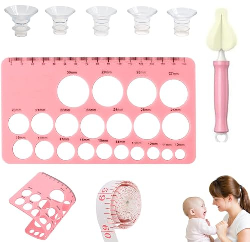 Inserti Flangia Tiralatte in Silicone,8 Pezzi Coppe per il Seno,13/15/17/19/21mm Inserti Flangiati per Flangia 24mm Schermo della Maggior Parte Pompe,Viene Fornito con Strumenti Misurazione e Pulizia
