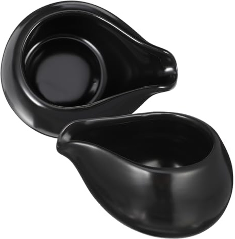 TOYANDONA 2 pièces Pichet à Lait Céramique Noir avec Bec Rond Tasse à Café et Coupelle Sauce Polyvalente pour Cuisine et Petit Déjeuner