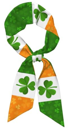 BLWSLC Bufanda larga de seda impresa con bandera irlandesa para mujer, corbata de moda, se puede utilizar como accesorios, diademas, decoración de bolso