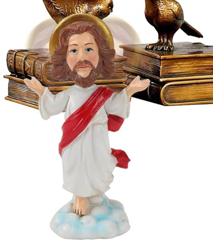 Jesus Wackelkopf fürs Auto - Handbemalte Christus-Figur für Armaturenbrett & Zuhause | Farbenfrohe Harzstatue als Dekoration oder Sammlerstück | Besonderes Geschenk für gläubige Autofahrer, zur Kommun