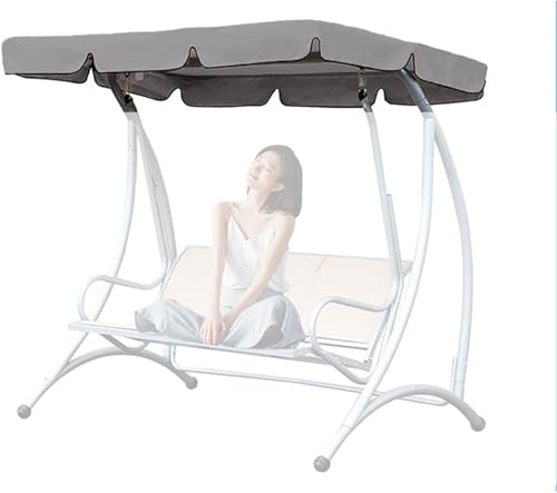 Replacement Canopy for 2-3 Seater Garden Swing - Waterproof Windproof Anti-UV Sun Shade Cover for Outdoor Hammocks - Grey 56x47x7in (142x120x18cm)