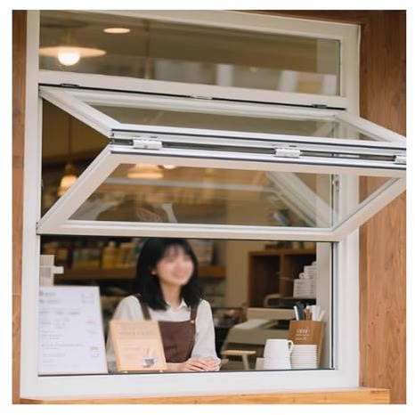 Ventana Plegable para Concesionarios Con Vidrio Y Cerradura, Ventana De Guillotina De Aluminio, Ventana Enrollable para Concesionarios, Ventanas Corredizas Plegables(Blanco,WxH 16x16in/41x41cm)