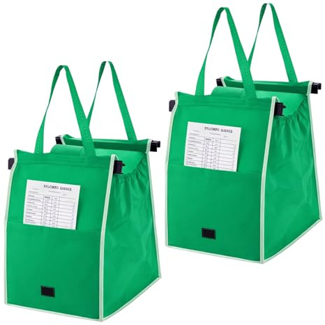 EVERGOODS 2-Pack Trolley Bags for Shopping Trolley 15 x15 x10 Reusable Grocery Cart Bags, Large Foldable Shopping Bags with Reinforced Handles - Fits Standard Shopping Carts, Perfect for Grocery S
