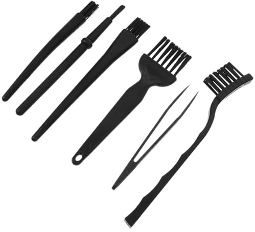 PERSELOSO Cepillo Antiestático Negro Portátil 6 Piezas para Limpieza Multiusos Teclado Mecánico y Ordenador, Kit Barrido Polvo para Oficina y Limpieza Accesorios Electrónicos