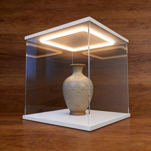 Vitrine Acrylique Vitrine Transparente Acrylique Collection D'éclairage, Boîte Rangement Haute Étanche Poussière Loisirs Créatifs, Bac Rangement Empilable Figurines(40x45xH55cm/16x18x22in)