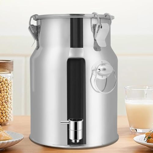Bidon À Huile en Acier Inoxydable avec Robinet,Bidon a Lait Ancien pour Le Riz, La Farine, Les Céréales,Capacity-76Liters