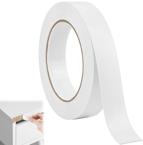 Fawley 18mm X 10m Melamine Edge Banding Self-Adhesive Tape Edge Strip Kitchen Edging Strips No Iron Needed Furniture Edge Tape for Desk Kitchen Cabinet Repair Wooden Panels Restoration (White)
