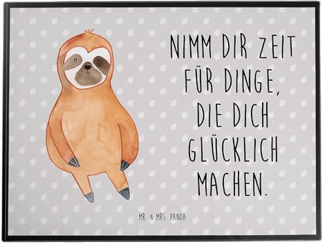 Mr. & Mrs. Panda tischpad Faultier Zufrieden - Geschenk, Glück, malunterlage, schreibauflage, abwaschbare schreibtischunterlage, Zufriedenheit, Frieden, schreibtischunterlagen, Schreibunterlage, Pause