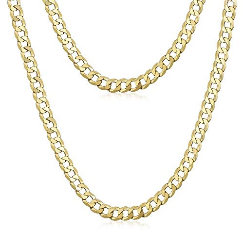 Amberta Cadena Chapada Oro Amarillo 18K en Plata de Ley 925 para Hombre - Malla Barbada - Grosor 5 mm - Longitud 65 cm