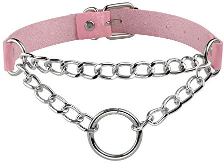 MILAKOO PU Leder Punk Choker Halsketten Kreis/Herz Charm verstellbare Kragen Halskette für Frauen