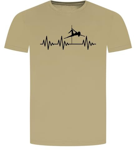 Herzschlag Poledance T-Shirt - EKG Pole Dance Tanzen Stange Striptease Beige 2XL