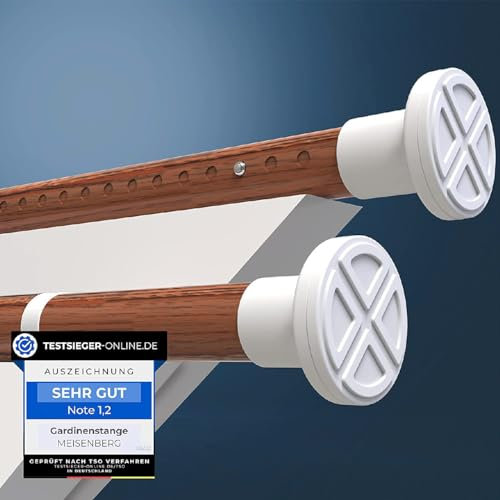 HoFactory Duschvorhangstange ohne Bohren 110-160cm, Ø32mm Holzoptik Klemmbare Rostfreie Vorhangstange Ausziehbar - Teleskopstange, Duschstange & Kleiderstange - für ihre Garderobe und Dusche