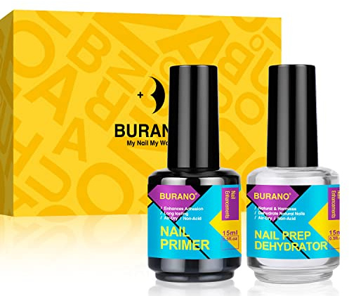 BURANO Deshidratador e Imprimación para Preparación de Uñas Naturales, para Pulidos y Geles Acrílicos, Conjuntos de Geles Con Gel Artístico para Lámparas