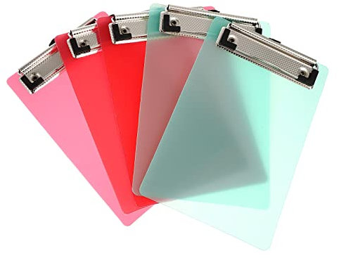 Klemmbrett 5 Pack mini transparente Zwischenablage Tiny A6 Clip Boards Buntes Plastik -Klemme -Memo -Größe Low -Profile Clip (zufällige Farbe)