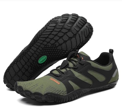 SAGUARO Barfotaskor herr dam utomhus sport träningsskor spårskor storlek 35–48, Armégrön, 44 EU