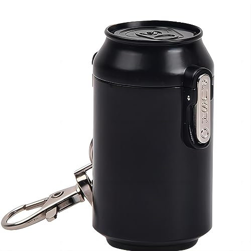 Nivofu Taschenaschenbecher für Unterwegs Geruchsdicht, Taschenascher mit Karabiner und Deckel, Mini AschenbecherTo Go, Tragbarer Reiseaschenbecher Metall für Zigaretten Draußen Camping (Schwarz)