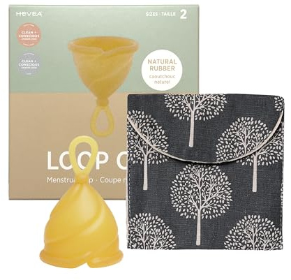 HEVEA Hevea Loop-Menstruationstasse Single-Pack Größe 2 (Natur), aus 100% Naturkautschuk - Weichste Periodentasse - Bis zu 12 Stunden tragbar