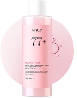 ANUA Peach 77 Niacin Essence Toner, Aufhellender Toner für das Gesicht, Niacinamid, Panthenol, Ceramide, Gesichtswasser für Glashaut, koreanische Hautpflege, 250 ml/8,45 fl.oz.