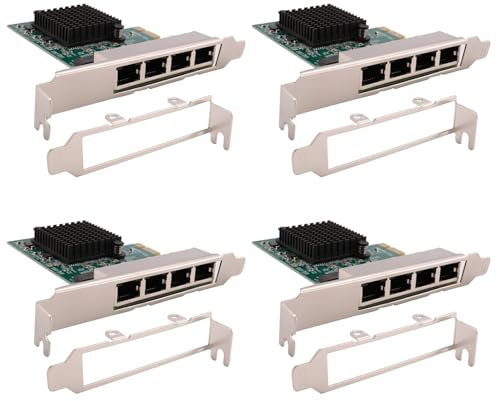 AutoSwan 4X Cartes Réseau Adaptateur Réseau/Ethernet/LAN Carte Réseau PCI-E Carte Réseau Realtek RJ45 Internet Ethernet Gigabit 4 Ports