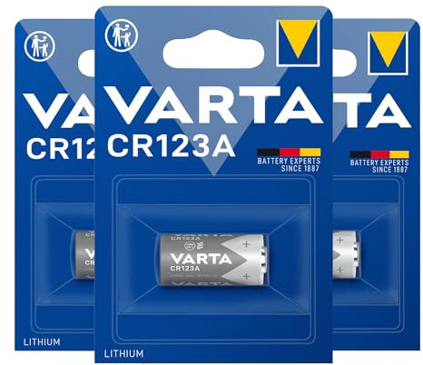 VARTA 3 Pilas de Litio 6205 CR123A 3 V de Larga duración Cada una de 1430 mAh
