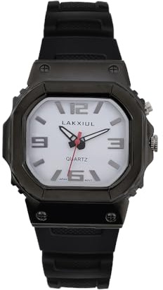 LAKXIUL Reloj de voz en inglés para ciegos, personas con discapacidad visual o ancianos, caja negra, correa negra