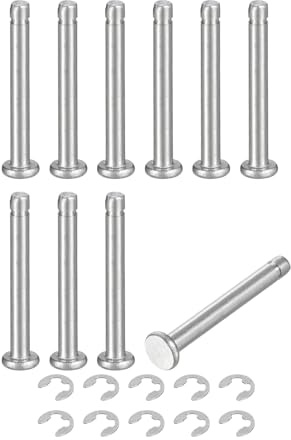 QUARKZMAN 10Set M3x25mm Perno Posizionamento Cilindrico Elastico Albero Acciaio Inossidabile 304, Perno Posizione Cilindro Cerniera Scanalato Testa Piatta con Ring Fissaggio Clip E, Argento