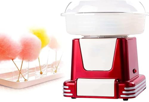 SmPinnaA Candy Floss Machine Maker, Hard and Sugar Free Countertop Cotton Candy Machine, with Sugar Scoop and Marshmallow Sticks and Splash Plate, for Home Party Movie Theater And Birthday Gift