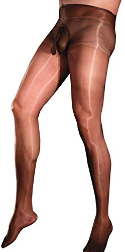 BESYFAY Herren Sexy Öl Glänzend Strumpfhosen 1 Den Transparent Ultradünnes Seidenglatt Feinstrumpfhose mit Penishülle