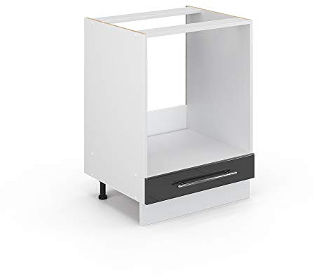 Vicco Herdumbauschrank Fame-Line, Anthrazit Hochglanz, 60 cm, AP Marmor, zur Kombination mit weiteren Modulen der Fame-Line Serie