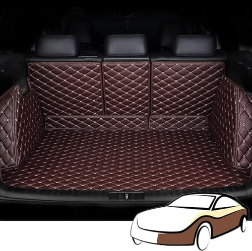 Auto Leder Kofferraummatten Kofferraumwanne für VW Tiguan II Allspace 7-seat 2017-2023 2024, Tailored VollstäNdige Einkreisung Teppiche Antirutschmatten Kofferraumschutz Zubehör,D