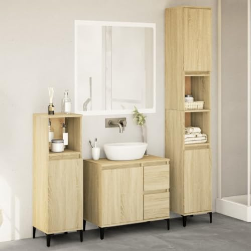 Juroupi Conjunto de Muebles de Baño 3 pzas Muebles para baño Muebles de baño Madera contrachapada Roble Sonoma - 3282654