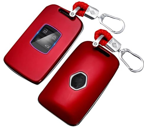 Yuiturt Autoschlüssel Hülle für Renault-Schlüssel, 4 Taste Schlüsselcover für Renault Koleos, Kadjar, Megane, Captur und Espace, Auto Schlüssel Cover mit Schlüsselanhänge Rot