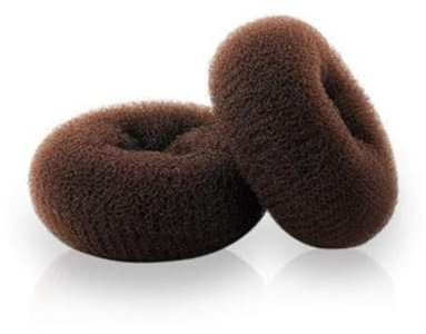 2 PCS Hair Donut Bun Maker, Ring Style Bun, Chignon Hair Large Doughnut Shaper for Thick and Long Hair (Size 3.74 Inch/ 9.5cm Brown), Hair Nets for Buns