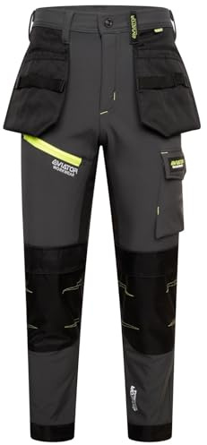 Waterproof Softshell Cargo Trousers Safety Outdoor Work Wear Bottom Pants Internal Knee Pad Pockets, Warm, Windproof & Water-Resistant Fabric (Grey 32)