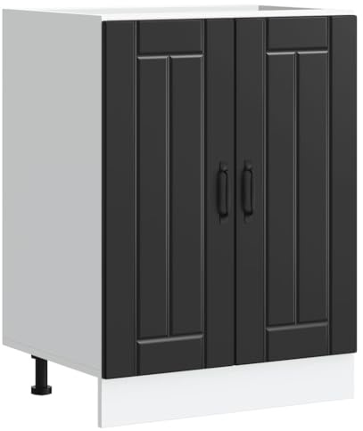 Myheimly Küchenschrank Küchenzeile,Küchenmöbel Einbauküche Schrank,Holzwerkstoff Schrank,Schwarz,Waschbeckenunterschrank,60 x 46 x 81.5 cm