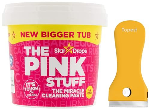 The Pink Miracle Multipurpose Cleaning Paste + Non Scratch Oven Hob Glass Cleaning Tool - New Bigger Tub 850 G -Non-Toxic Household Cleaner