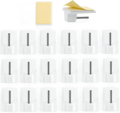 Kolamom 20 Stück Gardinenhaken, Klebehaken Extra Stark, Selbstklebend Gardinenstange Haken, Weiß