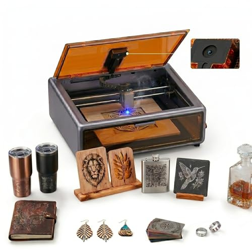 Creality Falcon A1 10W Lasergravierer, Geschlossenes Gehäuse | Laserschneider mit Luftunterstützung und HD-Kamera. Klasse-1-Sicherheit. Bearbeitet Holz, Metall, Acryl. Für Anfänger.