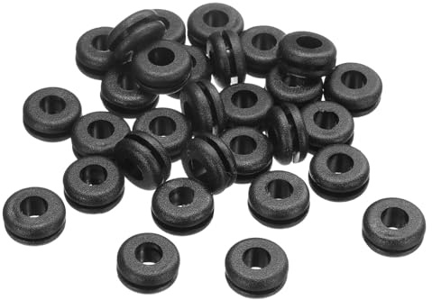 sourcing map 30Pcs Rubber Grommets 1/4 ID, 3/8 Drill Hole, Firewall Grommet Automotive Rubber Hole Eyelet Ring Gasket for Wire Cable Hose Protection, Metal Electric Box, (6x10mm, Black)