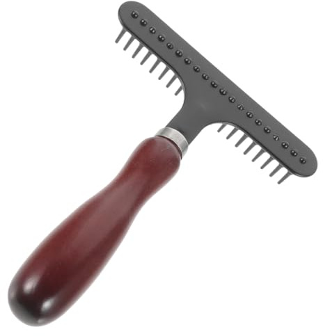 HOMOBABE Peine Para Mascotas Removedor De Pelo Mango De Madera, Rastrillo Para Desenredar y Cepillo De Masaje, Tamaño Mediano, Para Alfombras y Cuidado De Perros y Gatos