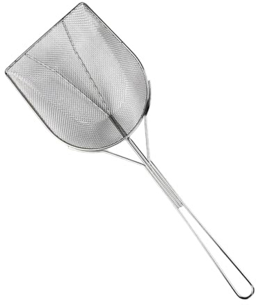 Schiumarola Quadrata per Friggitrice, Colino per Olio da Cucina, Mestolo per Friggere, Utensile da Cucina a Maglie Fini, Schiumarola per Pollo Fritto, L